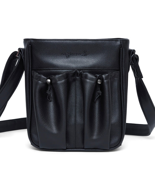 Crossbody Parent Bag for Mom and Dad- Black Vegan Leather — anjie