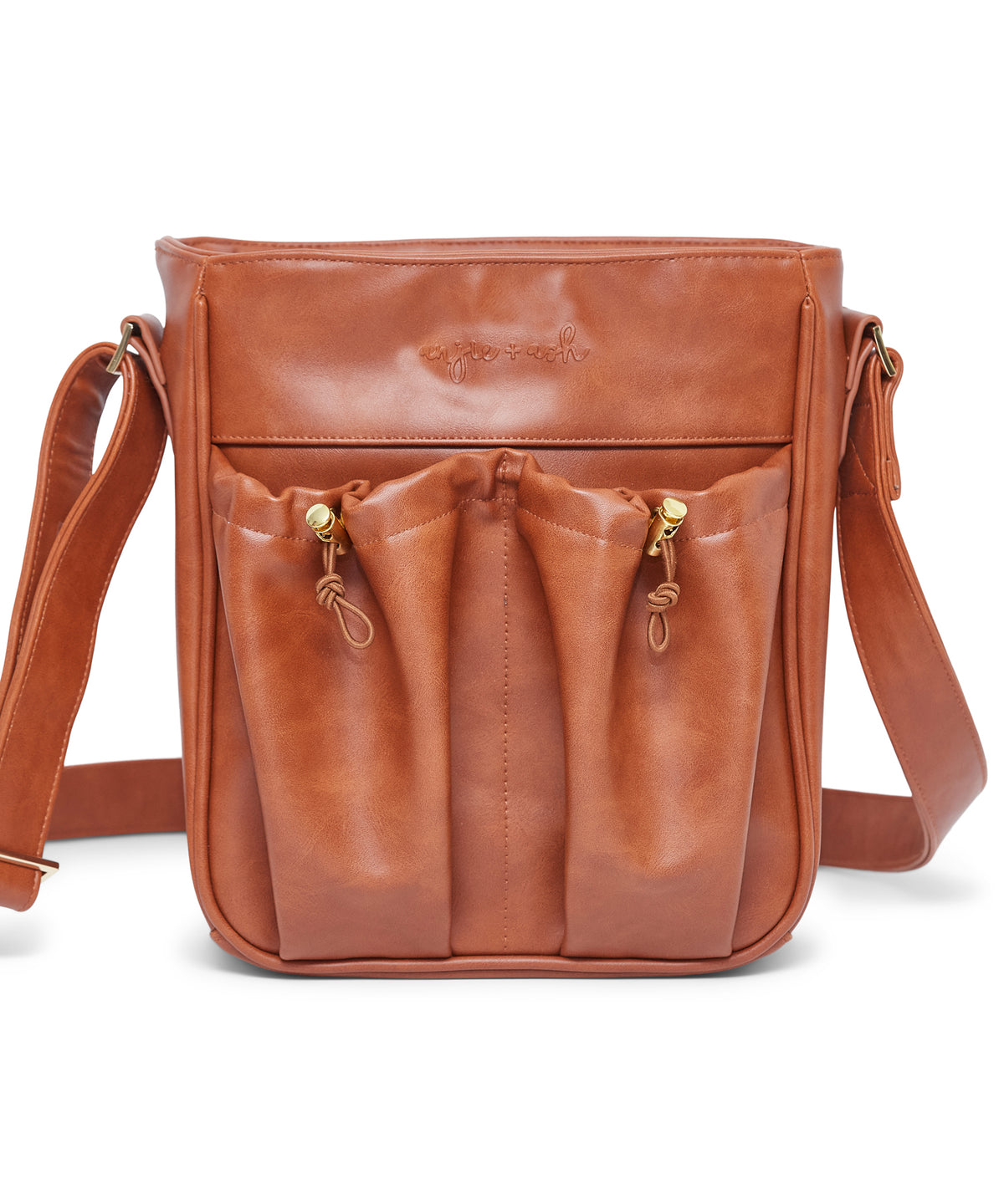 Crossbody Parent Bag for Mom and Dad-Saddle vegan leather — anjie + ash